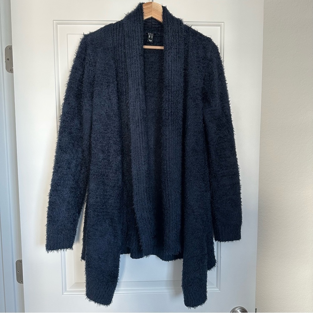 Cozy Navy Blue Open-Front Sweater Cardigan